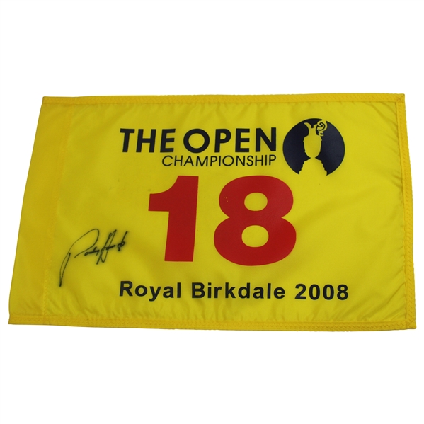 Padraig Harrington Signed 2008 The Open at Royal Birkdale Flag JSA ALOA