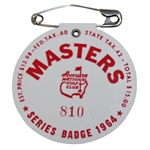 1964 Masters Tournament SERIES Badge #810 - Arnold Palmer Winner