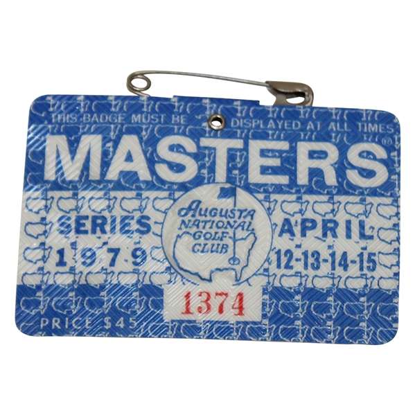 1979 Masters Tournament SERIES Badge #1374 - Fuzzy Zoeller Winner