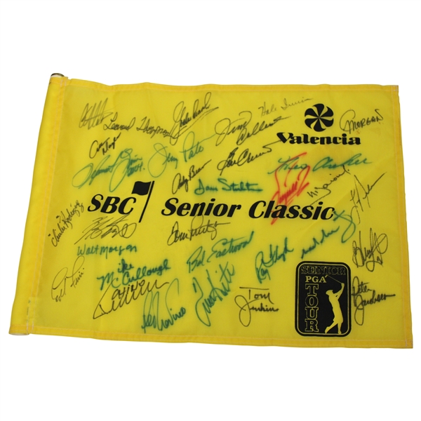Chi Chi, Trevino, Floyd, Zoeller, Crenshaw & Others Signed SBC Senior Classic Yellow Flag JSA ALOA