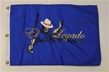 Two (2) Chi Chi Rodriguez Signed El Legado Golf Resort Blue Screen Flags JSA ALOA