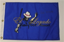 Two (2) Chi Chi Rodriguez Signed El Legado Golf Resort Blue Screen Flags JSA ALOA