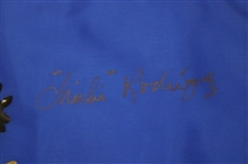Two (2) Chi Chi Rodriguez Signed El Legado Golf Resort Blue Screen Flags JSA ALOA