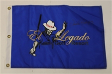 Two (2) Chi Chi Rodriguez Signed El Legado Golf Resort Blue Screen Flags JSA ALOA