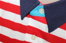 Chi Chi Rodriguez's Personal Tourney Red & White Striped Polo w/Sponsor - M