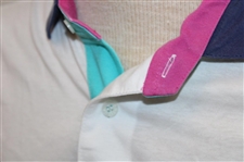 Chi Chi Rodriguez's Personal Antigua White, Green, Pink & Navy Polo w/Sponsor - M