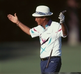 Chi Chi Rodriguez's Personal Antigua White, Green, Pink & Navy Polo w/Sponsor - M
