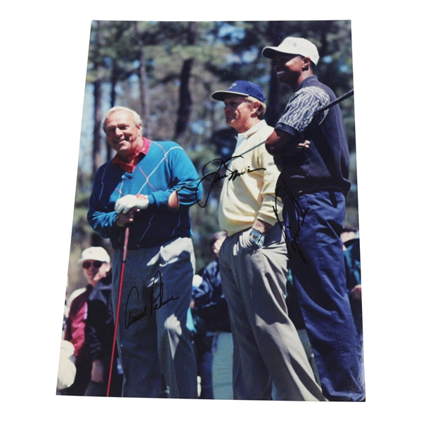 Woods, Nicklaus & Palmer Signed 11x15 Oversize 1996 Masters Original Photo JSA FULL #YY97549