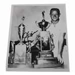 Jack Nicklaus Signed Posing w/ 1957 Junior Amateur Trophies 8x10 B&W Photo JSA ALOA