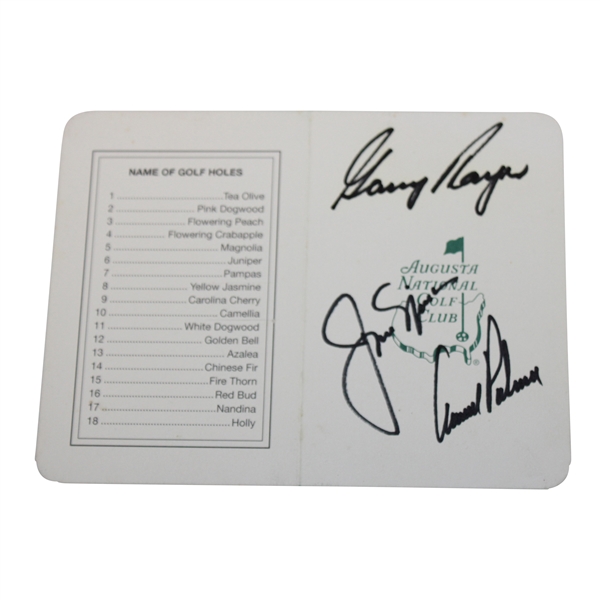 Big 3 Palmer, Nicklaus & Player Signed Augusta National GC Scorecard JSA ALOA