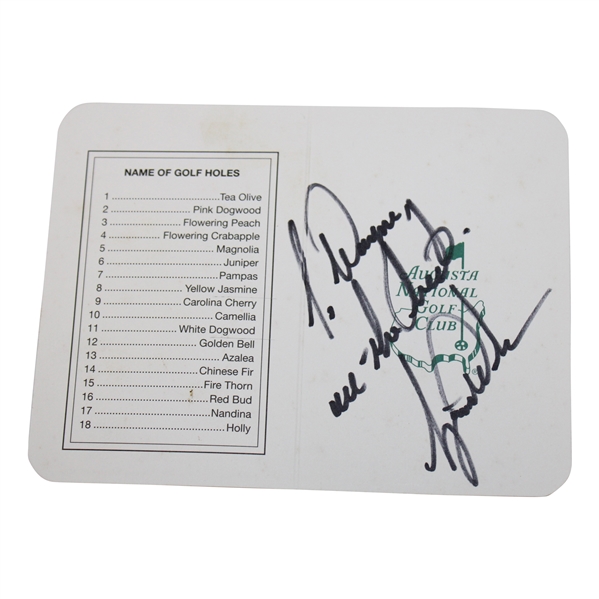 Tiger Woods Signed Augusta National Golf Club Scorecard - To Wayne JSA ALOA