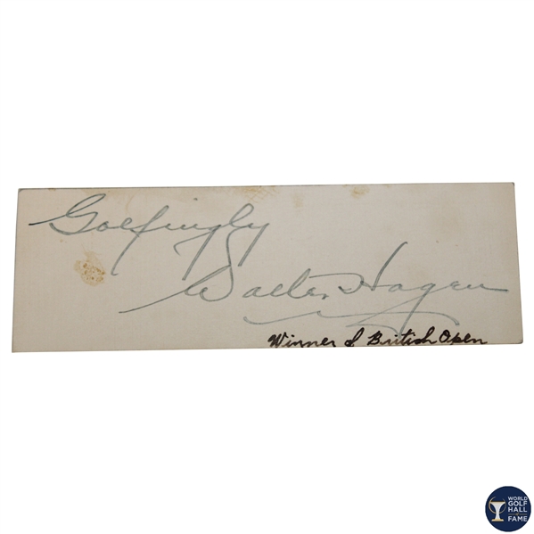 Walter Hagen Signed Cut Signature JSA ALOA