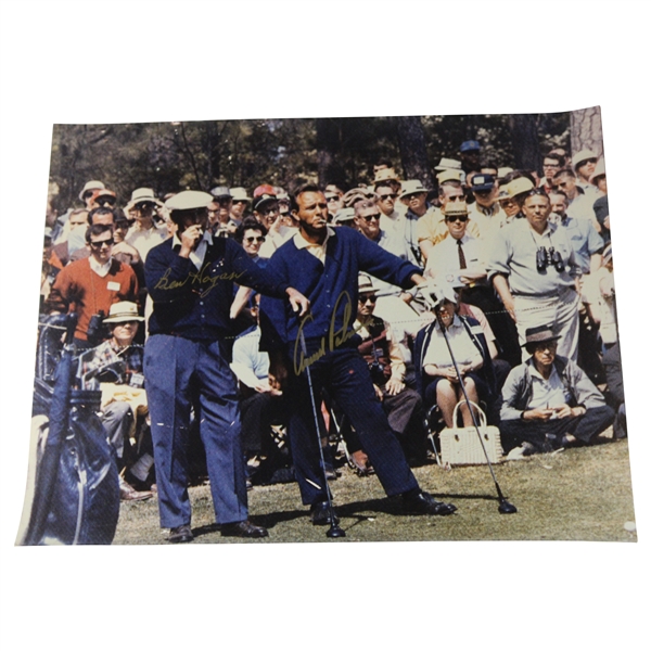 Ben Hogan & Arnold Palmer Gold Signed 1966 Masters Tee Box Smoking 11x14 Photo JSA ALOA