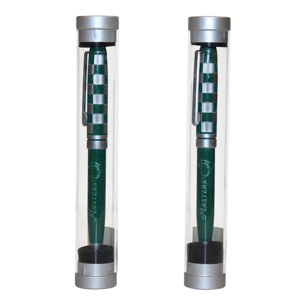 Two (2) Masters Tournament Green & Silver Ballpoint Pens in Original Packaging