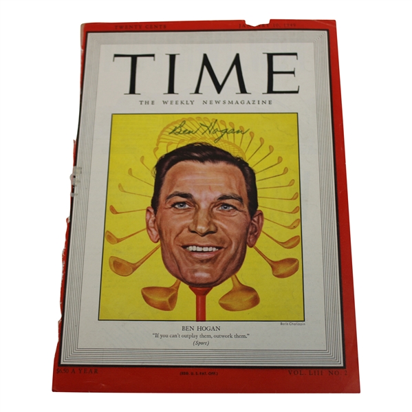 Ben Hogan Signed 1949 TIME Magazine Cover Only - January 10th JSA ALOA