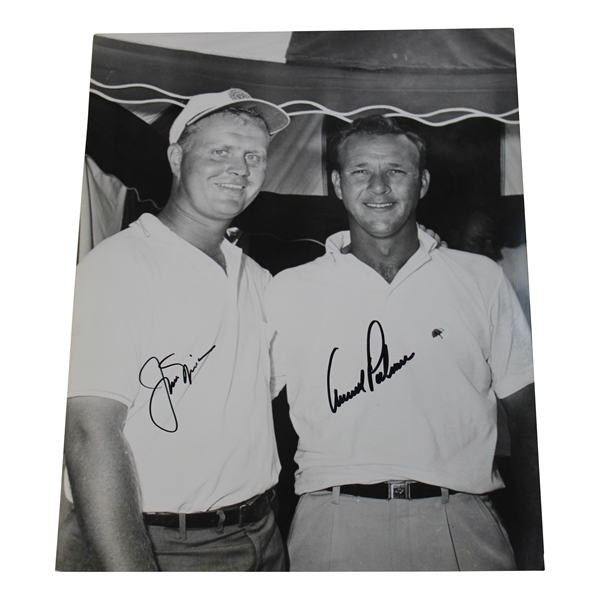 Arnold Palmer & Jack Nicklaus Signed 1962 US Open B&W Oversize Photo JSA ALOA