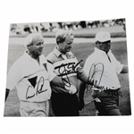 Palmer, Nicklaus, & Trevino Signed 8x10 Walking Down Fairway B&W JSA ALOA