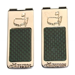 Pair of Masters Undated Silver Tone Money Clips with Green Carbon Reflection