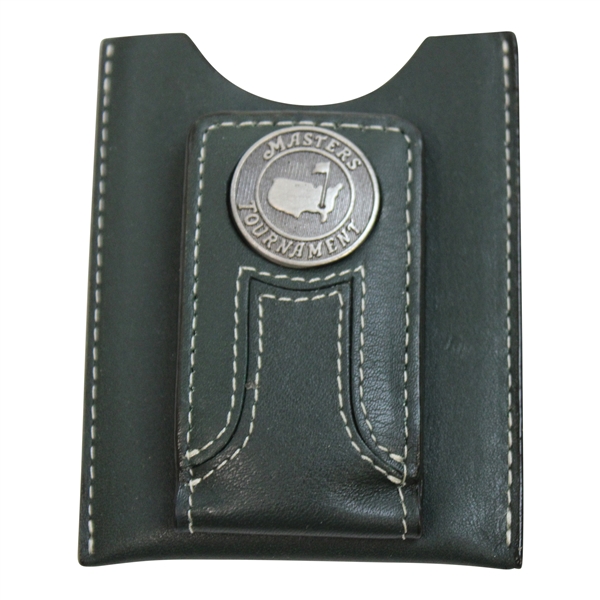 Masters Tournament Logo Dk Green Leather Money Clip/Wallet with Pewter Logo