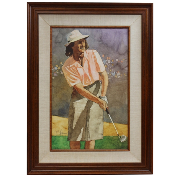 Original Painting of Babe Zaharias by Bart Forbes Used for 1992 Mueller Golfs Greatest Card - Framed