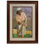 Original Painting of Babe Zaharias by Bart Forbes Used for 1992 Mueller Golfs Greatest Card - Framed