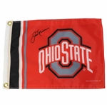 Jack Nicklaus Signed Ohio State University Red Screen Flag JSA ALOA