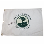 Jack Nicklaus Signed Undated Pebble Beach Golf Links White Screen Flag JSA ALOA