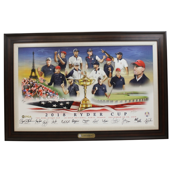 Paul Azingers 2018 Ryder Cup Team USA Signed Giclee Gifted By PGA - Framed JSA ALOA