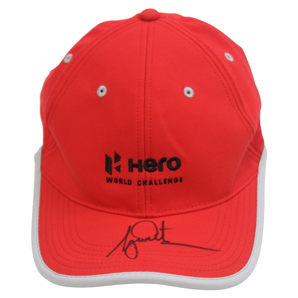 Tiger Woods Signed HERO World Challenge Red Hat JSA #Z27626