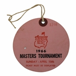 1966 Masters Tournament Sunday Final Round Ticket #1298 - Jack Nicklaus Win