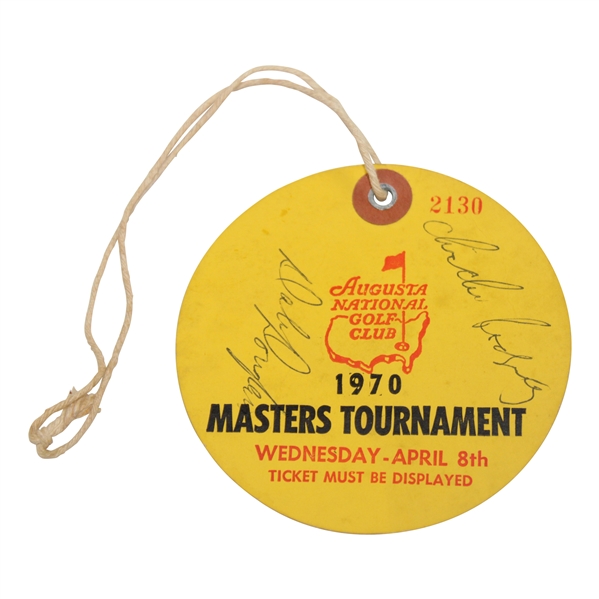 ChiChi, Moody, Hill & Douglas Signed 1970 Masters Wednesday Ticket #2130 JSA ALOA