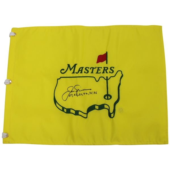 Jack Nicklaus Signed Masters Undated Embroidered Flag w/Years Won JSA ALOA