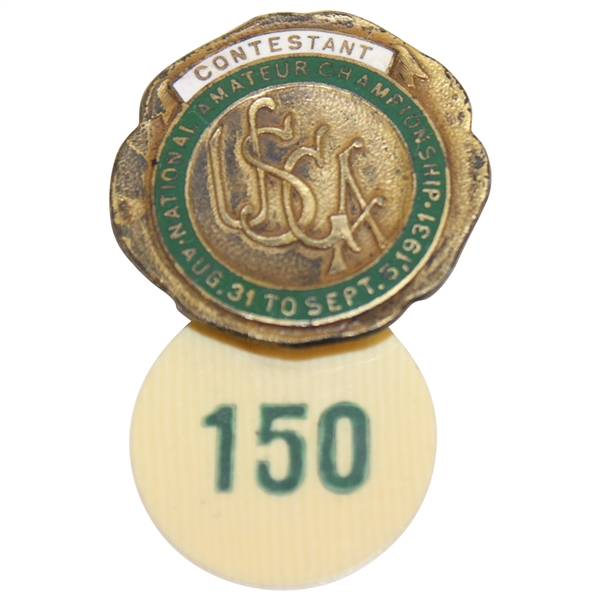 1931 US Amateur at Beverly Country Club Contestant Badge #150 - Francis Ouimet Winner