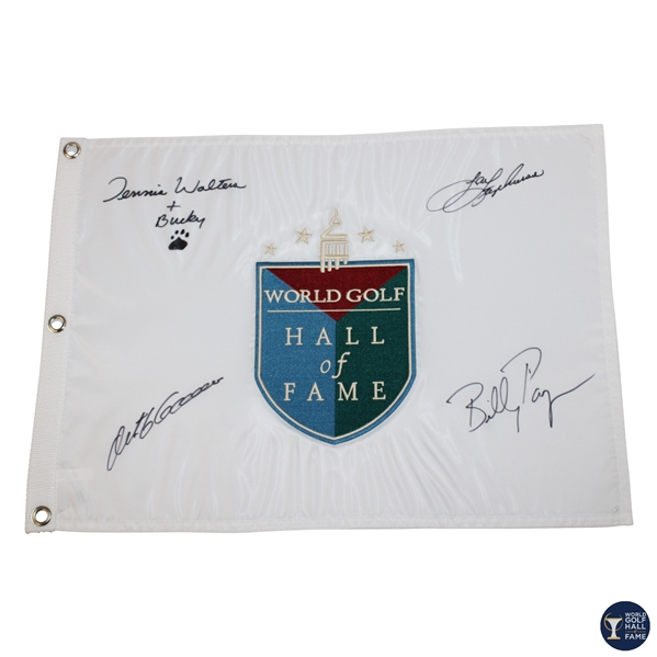 Goosen, Stephenson, Payne & Walters Signed World Golf Hall of Fame Flag JSA ALOA