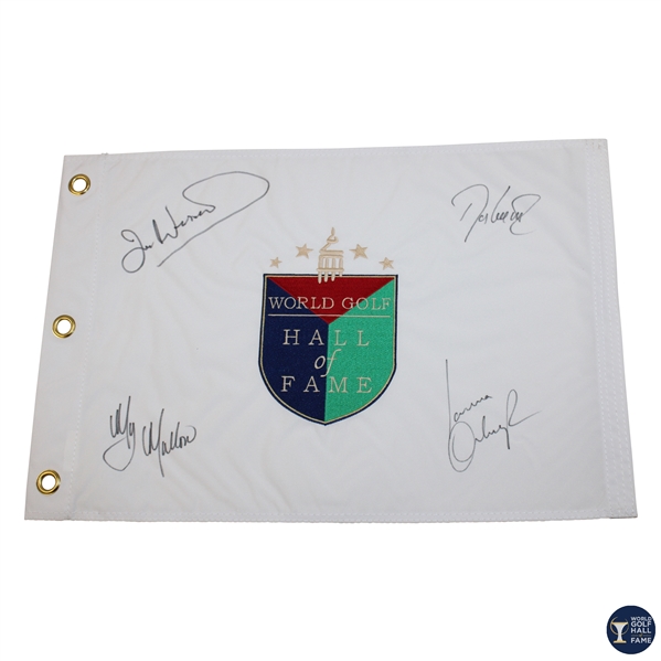 Love III, Woosnam, Mallon & Ochoa Signed World Golf Hall of Fame Flag JSA ALOA