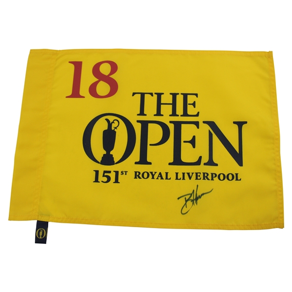 Brian Harman Signed 2023 Open Championship at Royal Liverpool Screen Flag JSA ALOA