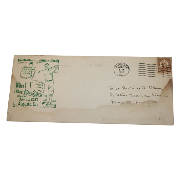 1933 Augusta National Golf Club Bobby Jones Course Opening Envelope - Green