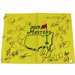 Champion Tiger Woods w/Champs & Field Signed 2019 Masters Flag BAS #AC89163