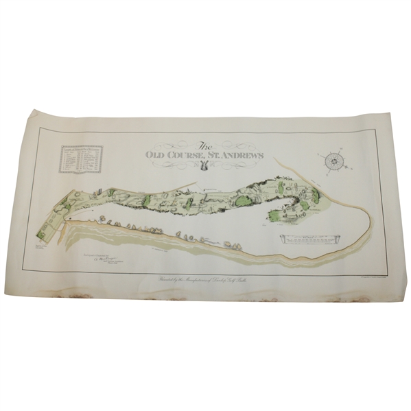 Original 1924 The Old Course St. Andrews Aerial Map Surveyed & Depicted by MacKenzie