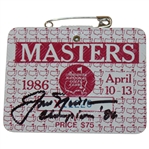 Jack Nicklaus Signed 1986 Masters SERIES Badge w/Champion 86 - 1of1! JSA ALOA