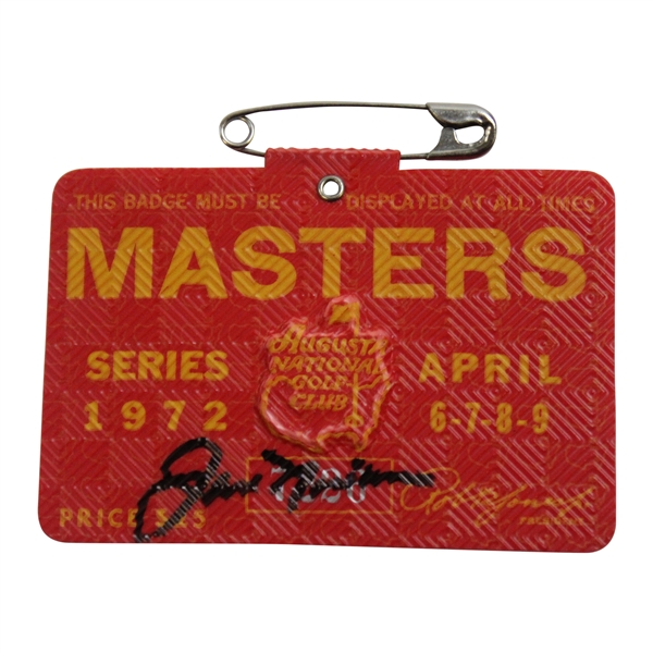 Jack Nicklaus Signed 1972 Masters SERIES Badge #7626 JSA ALOA