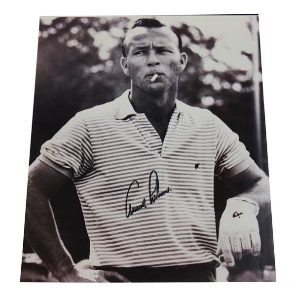 Arnold Palmer Signed Posing with Cigarette 11x13 Oversize  B&W Photo JSA ALOA