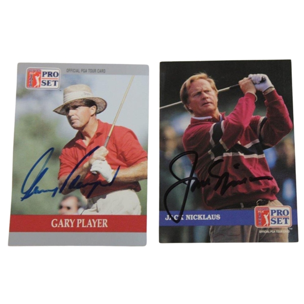 Jack Nicklaus & Gary Player Signed Senior PGA Tour Pro-Set Golf Cards JSA ALOA