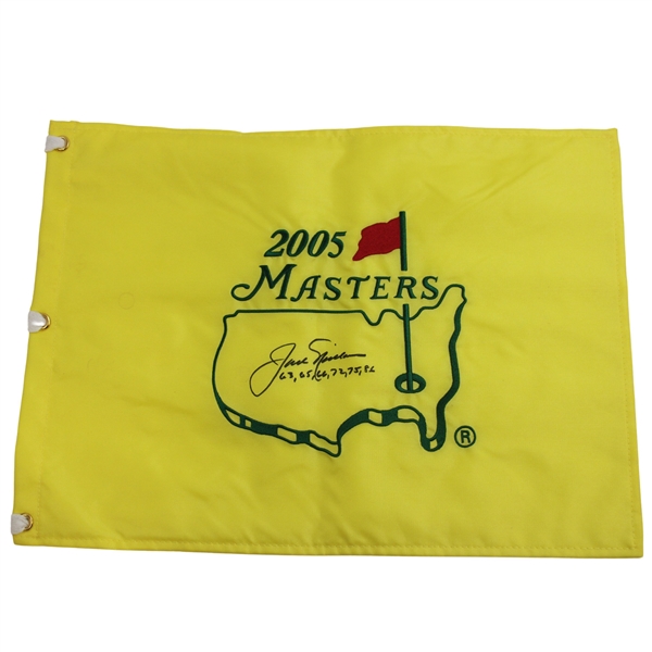 Jack Nicklaus Signed 2005 Masters Embroidered Flag w/Years Won JSA ALOA