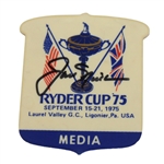 Jack Nicklaus Signed 1975 Ryder Cup at Laurel Valley Media Badge JSA ALOA