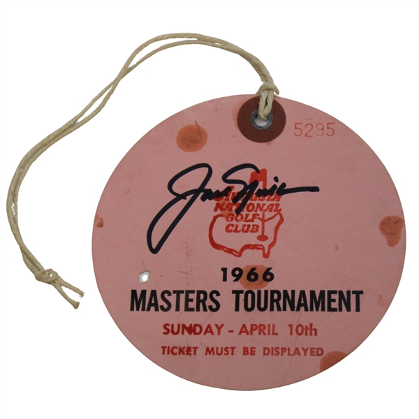 Jack Nicklaus Signed 1966 Masters Sunday Final Round Ticket #5295 JSA ALOA