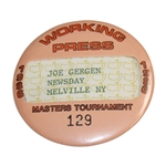 1986 Masters Tournament Press Badge #129 - Jack Nicklaus Win