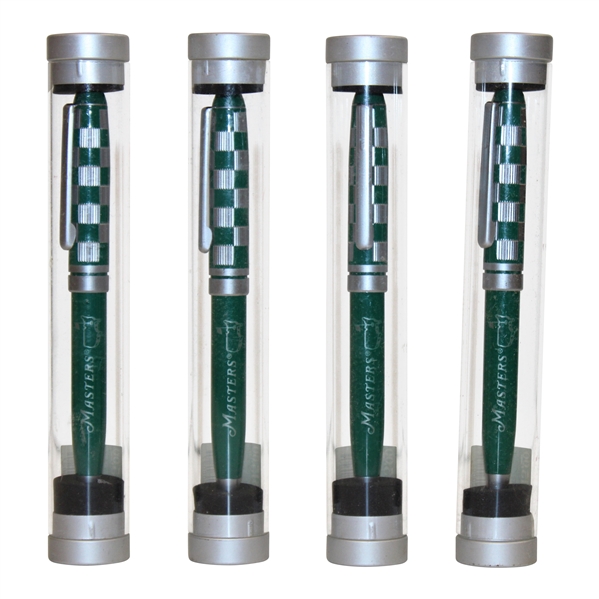 Four (4) Masters Tournament Green & Silver Ballpoint Pens in Original Packaging