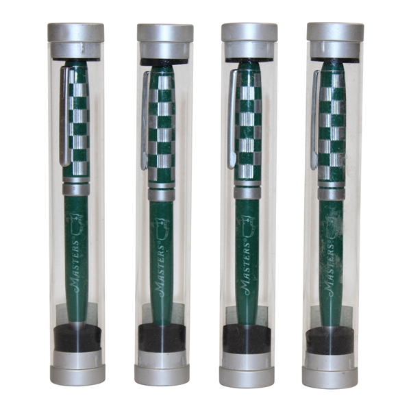 Four (4) Masters Tournament Green & Silver Ballpoint Pens in Original Packaging