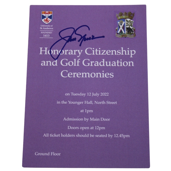 Jack Nicklaus Signed St Andrews Honorary Citizenship Award & Graduation Ceremonies Ticket JSA ALOA